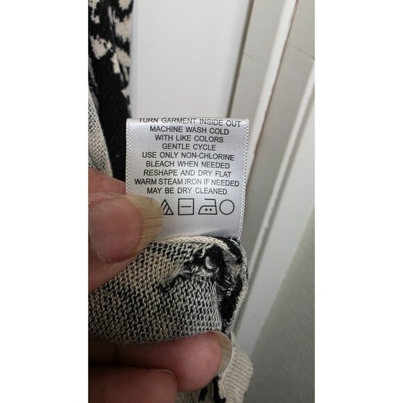 Olivia Sky Womens Black & White Open Front Cardigan Sweater XL 60% Cotton 40% Ra - Picture 7 of 7